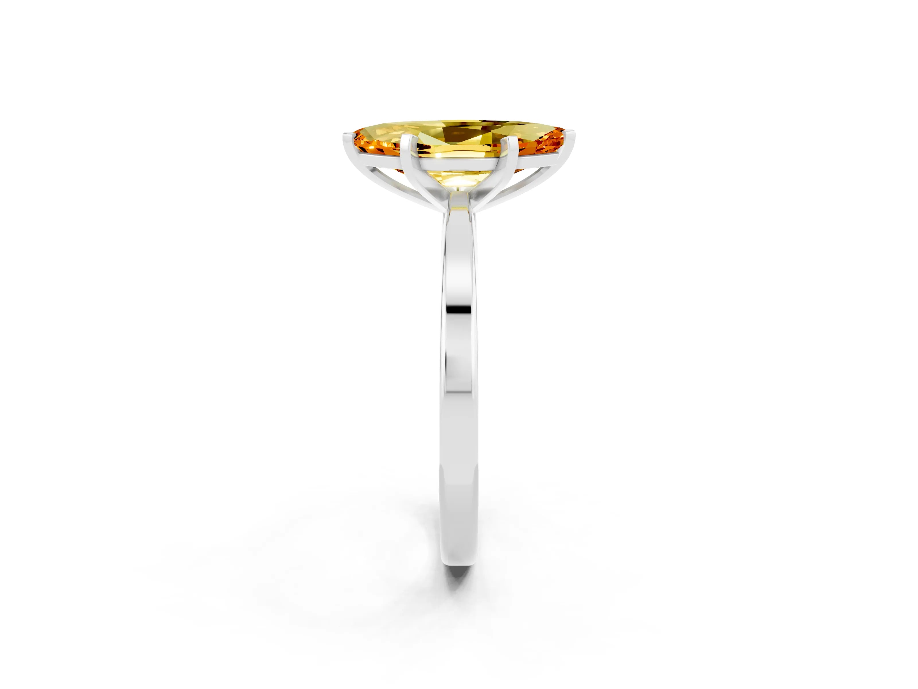 White gold Marquise Cut Citrine Solitaire Engagement Ring with Classic Band and Four-Prong Setting_26