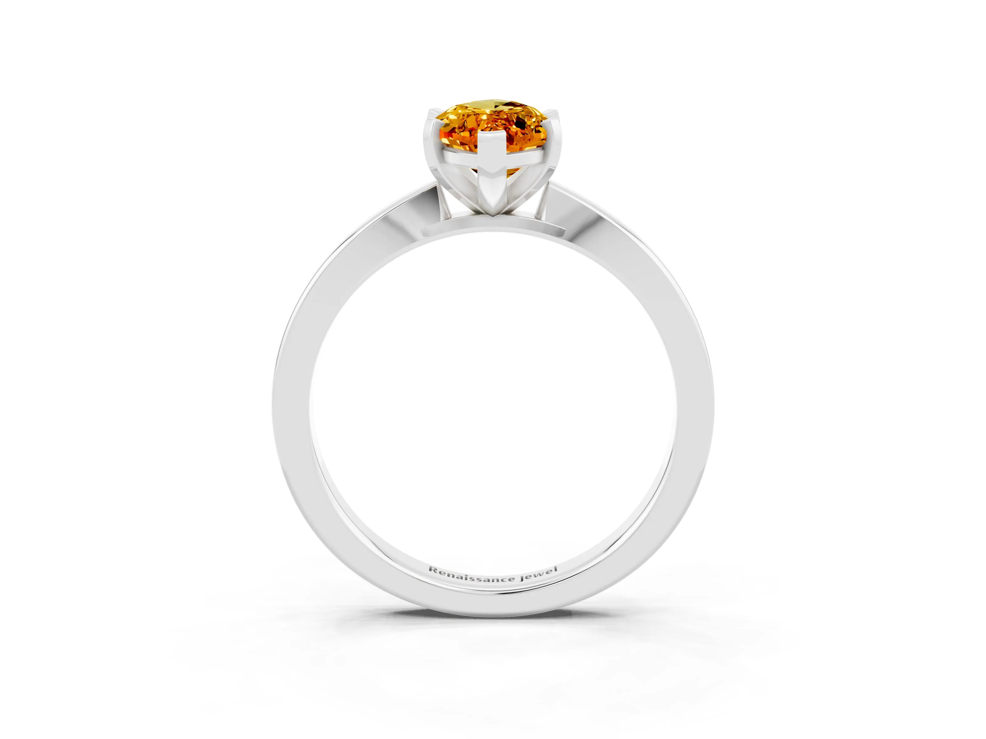 White gold Marquise Cut Citrine Solitaire Engagement Ring with Classic Band and Four-Prong Setting_27
