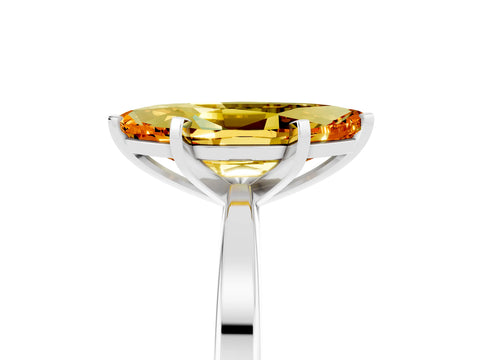 White gold Marquise Cut Citrine Solitaire Engagement Ring with Classic Band and Four-Prong Setting_29