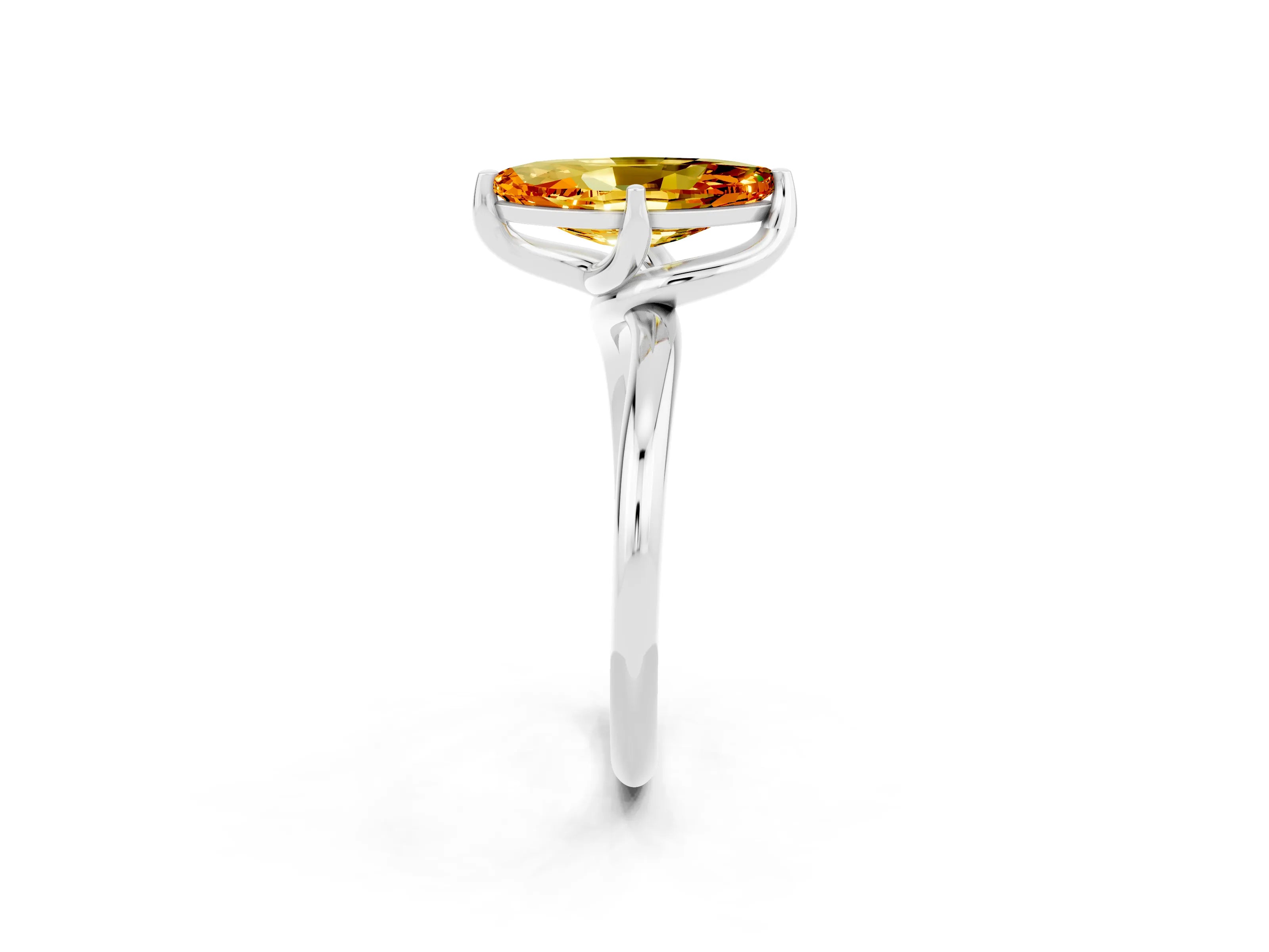 White gold Marquise Cut Citrine Solitaire Engagement Ring with Four-Prong Setting and Classic Band_14