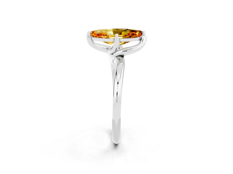 White gold Marquise Cut Citrine Solitaire Engagement Ring with Four-Prong Setting and Classic Band_14