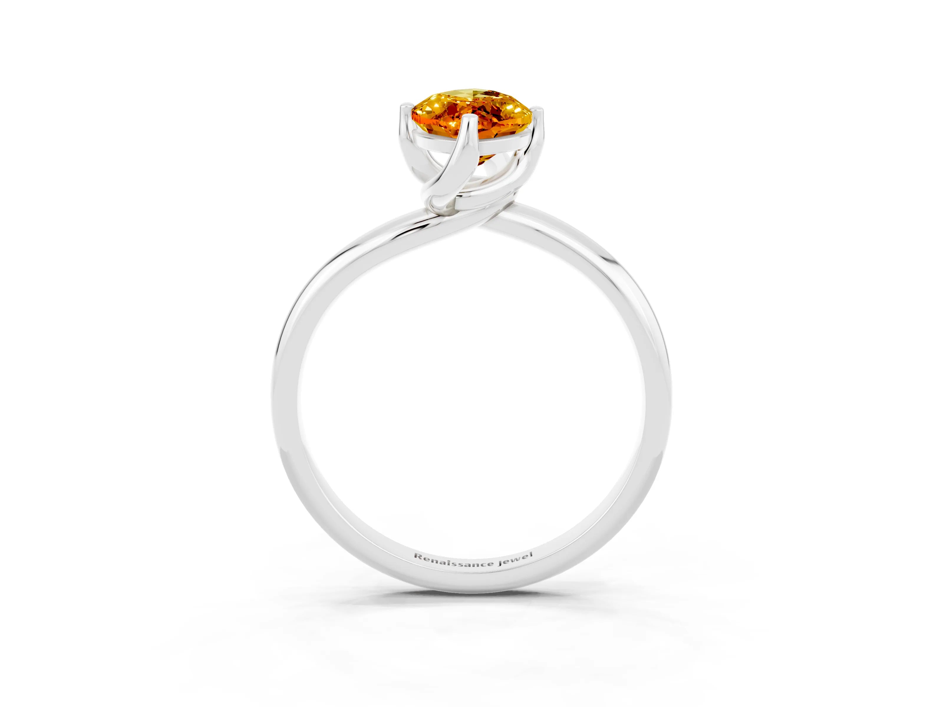 White gold Marquise Cut Citrine Solitaire Engagement Ring with Four-Prong Setting and Classic Band_15