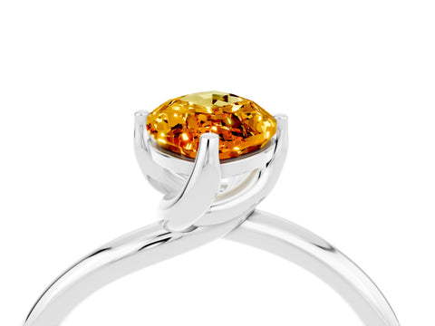 White gold Marquise Cut Citrine Solitaire Engagement Ring with Four-Prong Setting and Classic Band_16