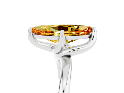 White gold Marquise Cut Citrine Solitaire Engagement Ring with Four-Prong Setting and Classic Band_17