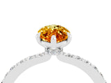 White gold Marquise Cut Citrine Solitaire Engagement Ring with Pavé Band and Four-Prong Setting_4