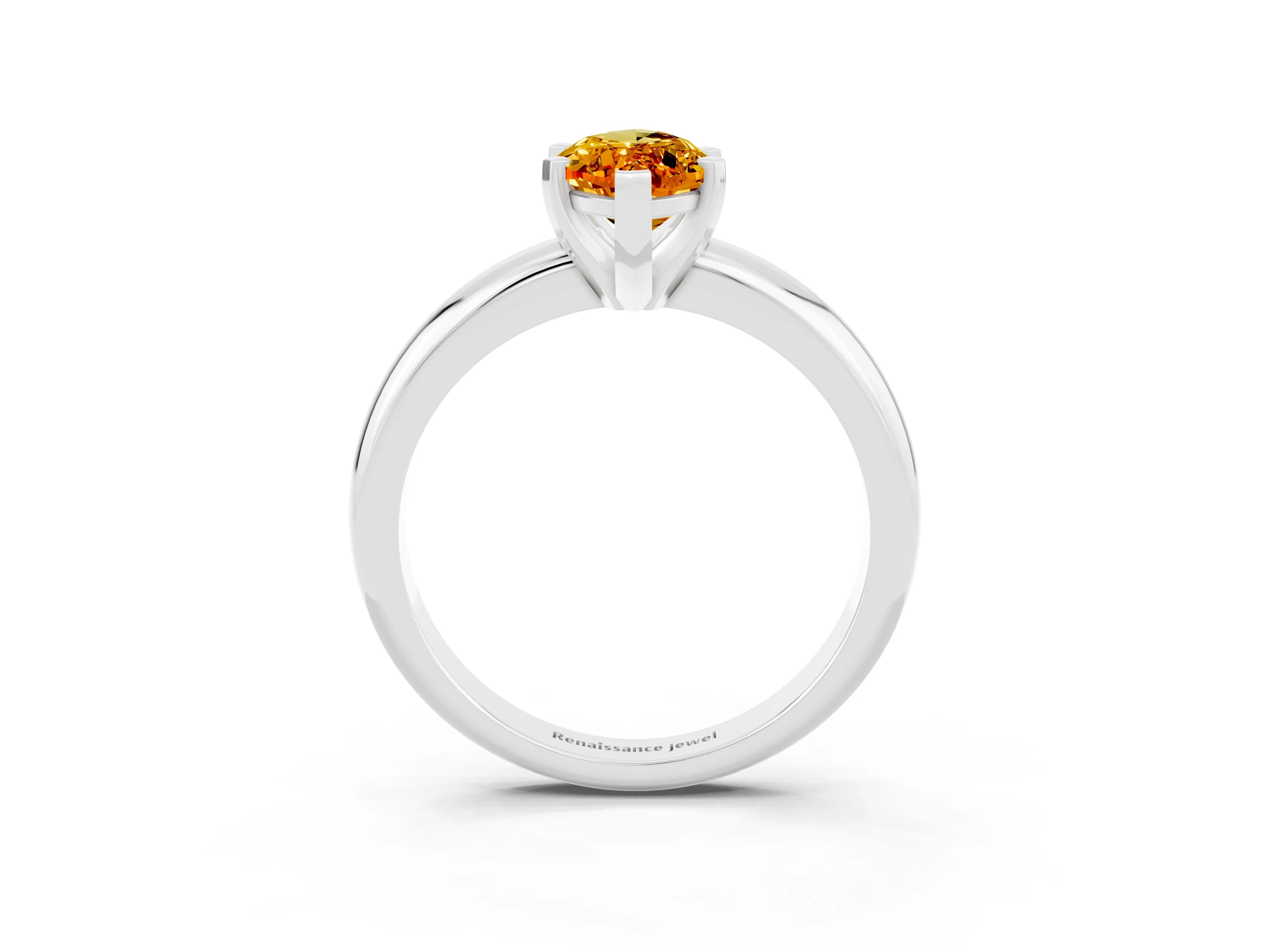 White gold Marquise Cut Citrine Solitaire Engagement Ring with Round Band and Four-Prong Setting_3