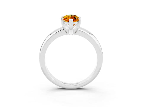 White gold Marquise Cut Citrine Solitaire Engagement Ring with Round Band and Four-Prong Setting_3