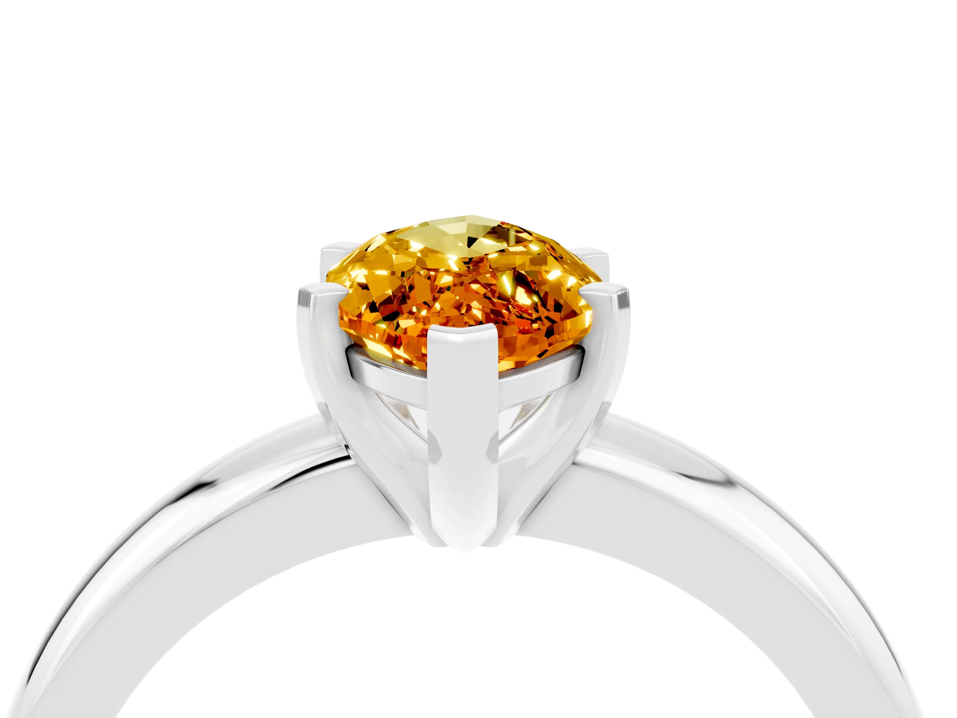 White gold Marquise Cut Citrine Solitaire Engagement Ring with Round Band and Four-Prong Setting_4
