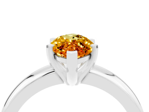 White gold Marquise Cut Citrine Solitaire Engagement Ring with Round Band and Four-Prong Setting_4