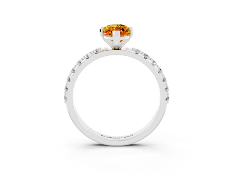 White gold Marquise Cut Citrine Solitaire Pavé Band with Four-Prong Setting_3