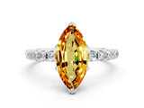 White gold Marquise Cut Citrine Solitaire Pavé Band with Four-Prong Setting