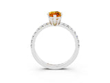 White gold Marquise Cut Citrine Solitaire Pavé Engagement Ring with Round Band and Prong Setting_15