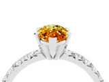 White gold Marquise Cut Citrine Solitaire Pavé Engagement Ring with Round Band and Prong Setting_16