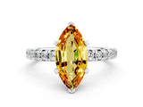 White gold Marquise Cut Citrine Solitaire Pavé Engagement Ring with Round Band and Prong Setting_72