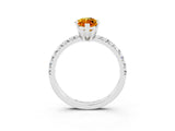 White gold Marquise Cut Citrine Solitaire Pavé Engagement Ring with Round Band and Prong Setting_75