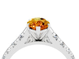 White gold Marquise Cut Citrine Solitaire Ring with Cathedral Setting and Pavé Band_4
