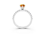 White gold Marquise Cut Citrine Solitaire Ring with Pavé Accents and Four-Prong Setting_3