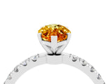 White gold Marquise Cut Citrine Solitaire Ring with Pavé Accents and Four-Prong Setting_4
