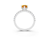 White gold Marquise Cut Citrine Solitaire Ring with Pavé Band and Four-Prong Setting_27
