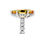 White gold Marquise Cut Citrine Solitaire Ring with Pavé Band and Four-Prong Setting_29