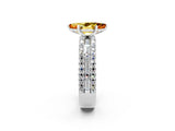 White gold Marquise Cut Citrine Solitaire Ring with Pavé and Channel Set Band_2