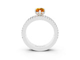 White gold Marquise Cut Citrine Solitaire Ring with Pavé and Channel Set Band_3
