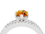 White gold Marquise Cut Citrine Solitaire Ring with Pavé and Channel Set Band_4