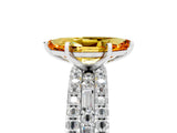 White gold Marquise Cut Citrine Solitaire Ring with Pavé and Channel Set Band_5