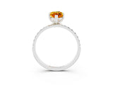 White gold Marquise Cut Citrine Solitaire Ring with Pave Band and Four Prong Setting_15