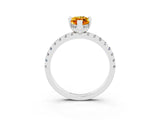 White gold Marquise Cut Citrine Solitaire Ring with Round  Pavé Band and Four-Prong Setting_63