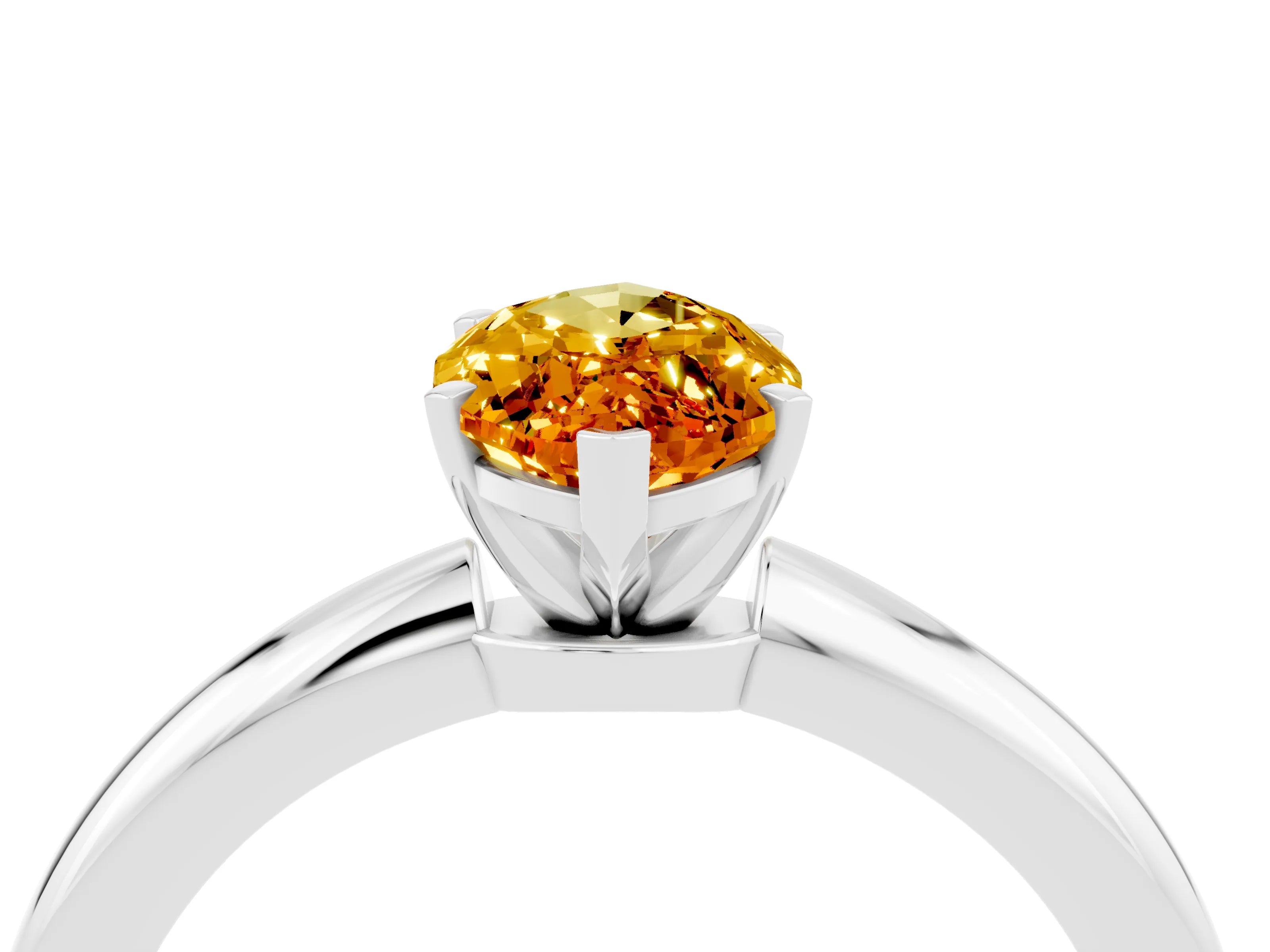 White gold Marquise Cut Citrine Solitaire Ring with Six-Prong Setting and Classic Band_16