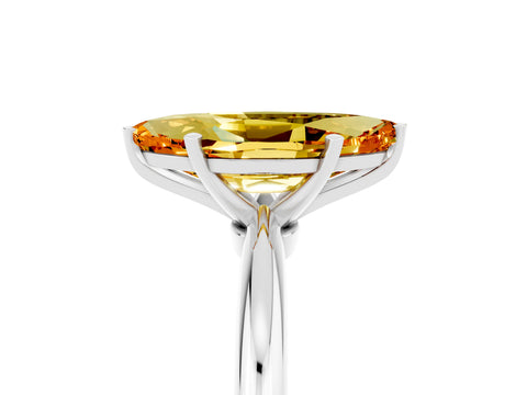 White gold Marquise Cut Citrine Solitaire Ring with Six-Prong Setting and Classic Band_17