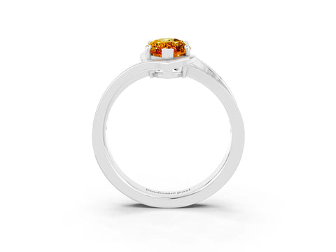 White gold Marquise Cut Citrine Solitaire Ring with Split Shank and Prong Setting_3