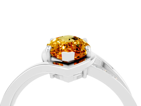 White gold Marquise Cut Citrine Solitaire Ring with Split Shank and Prong Setting_4