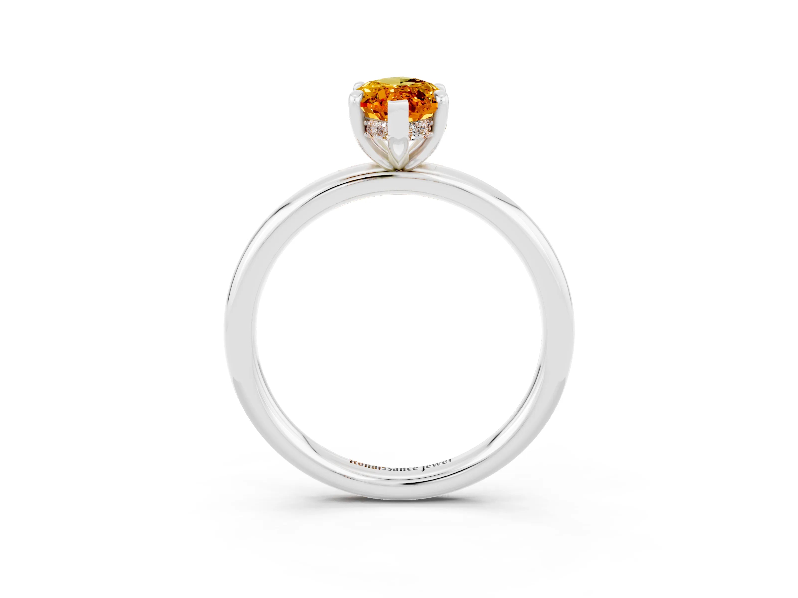 White gold Marquise Cut Citrine Solitaire Ring with Thin Band and Four-Prong Setting_15