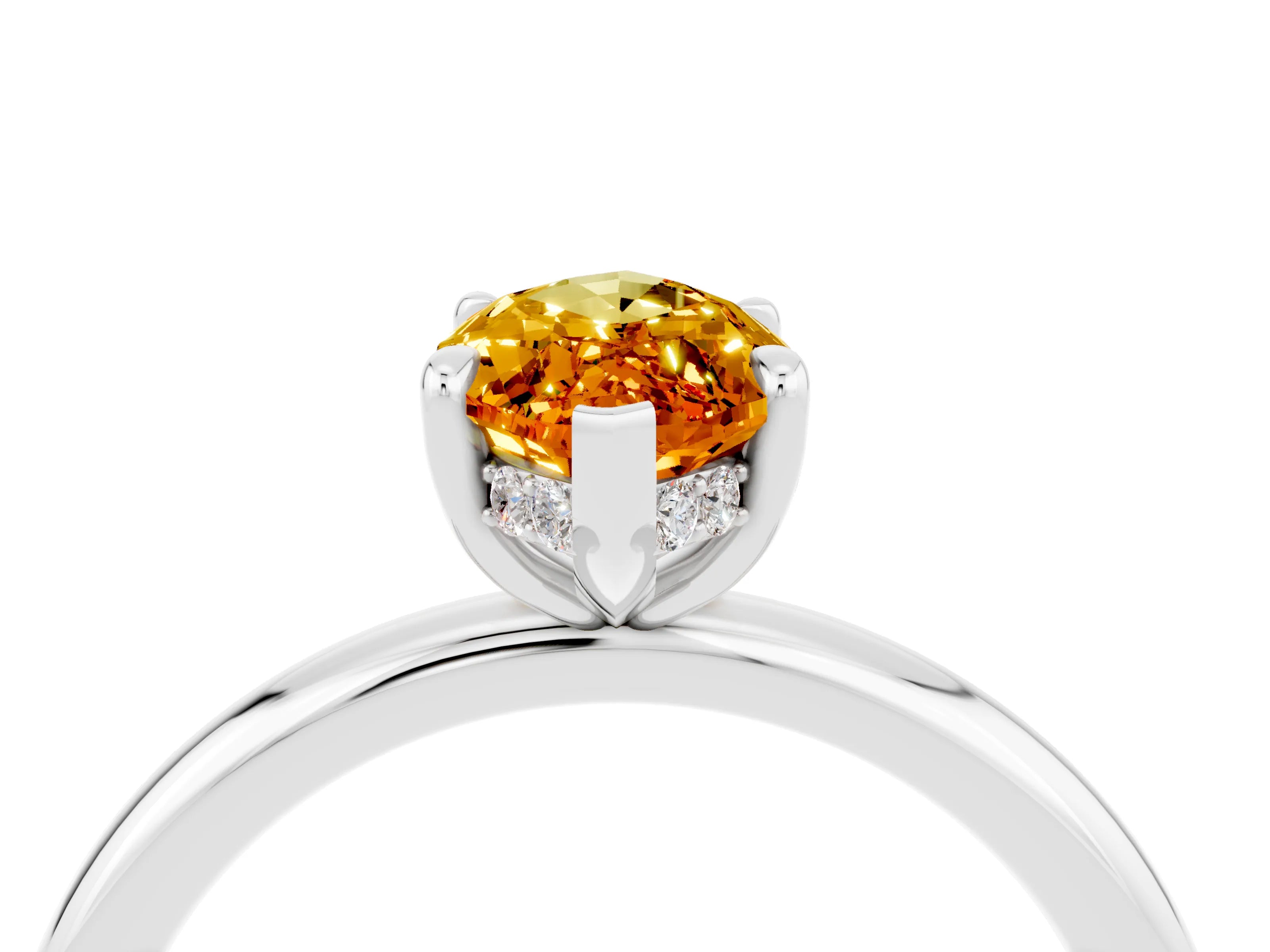 White gold Marquise Cut Citrine Solitaire Ring with Thin Band and Four-Prong Setting_16