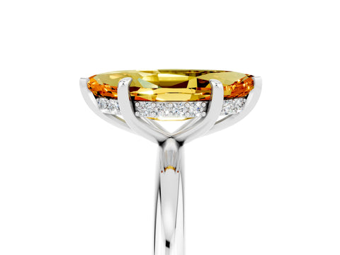 White gold Marquise Cut Citrine Solitaire Ring with Thin Band and Four-Prong Setting_17