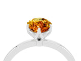 White gold Marquise Cut Citrine Solitaire Ring with Thin Band and Prong Setting_16