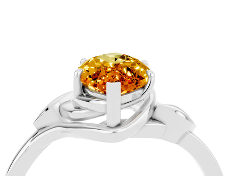 White gold Marquise Cut Citrine Solitaire Ring with Twist Band and Four-Prong Setting_40