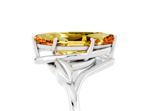 White gold Marquise Cut Citrine Solitaire Ring with Twist Band and Four-Prong Setting_41