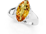 White gold Marquise Cut Citrine Solitaire Ring with Wide Band and Prong Setting_1