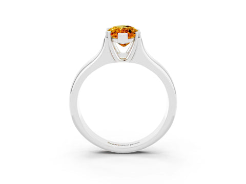 White gold Marquise Cut Citrine Solitaire Ring with Wide Band and Prong Setting_3