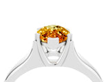 White gold Marquise Cut Citrine Solitaire Ring with Wide Band and Prong Setting_4