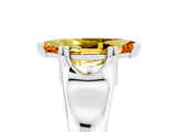 White gold Marquise Cut Citrine Solitaire Ring with Wide Band and Prong Setting_5