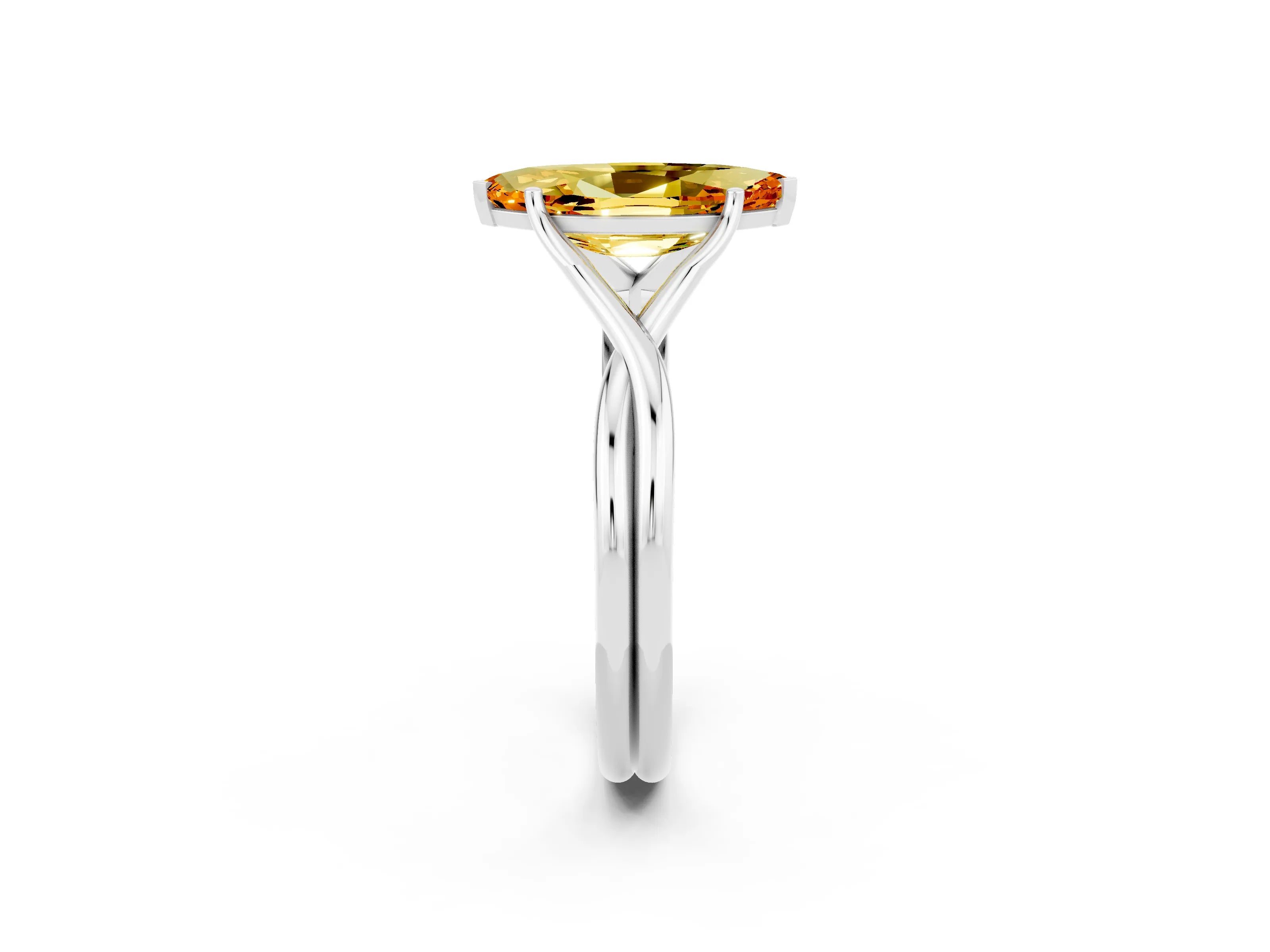 White gold Marquise Cut Citrine Solitaire Twist Band Prong Setting Ring_38