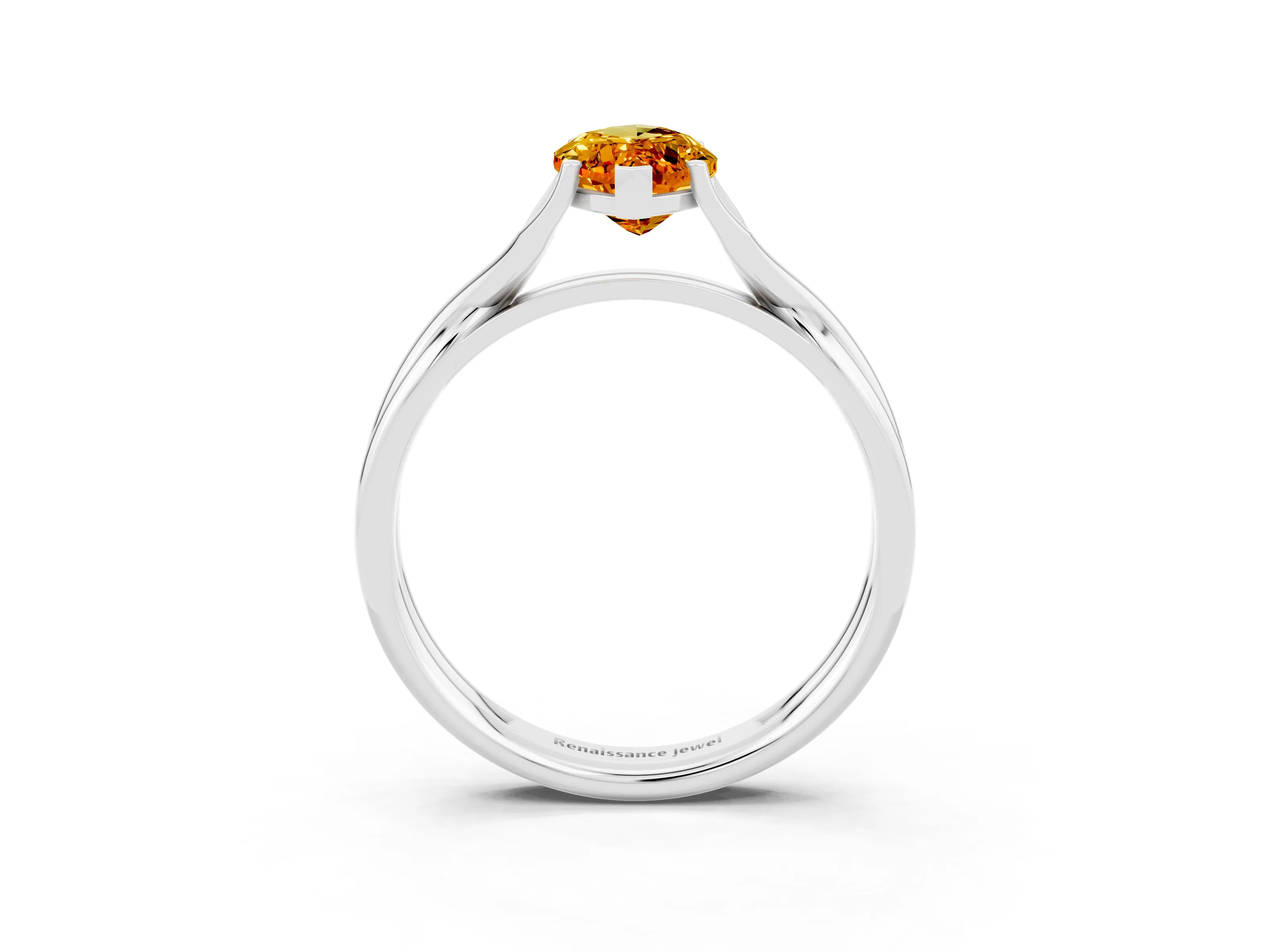 White gold Marquise Cut Citrine Solitaire Twist Band Prong Setting Ring_39