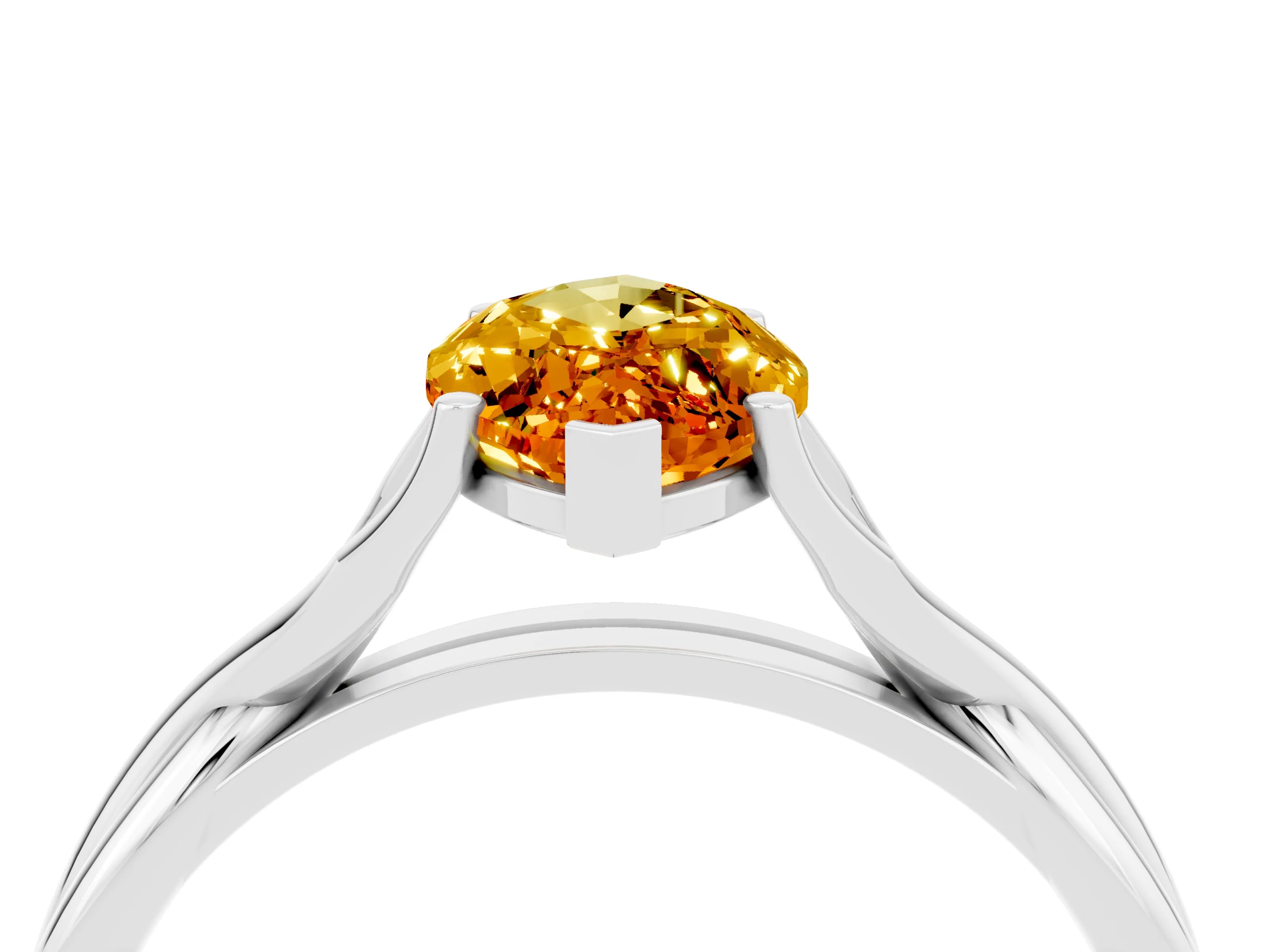 White gold Marquise Cut Citrine Solitaire Twist Band Prong Setting Ring_40