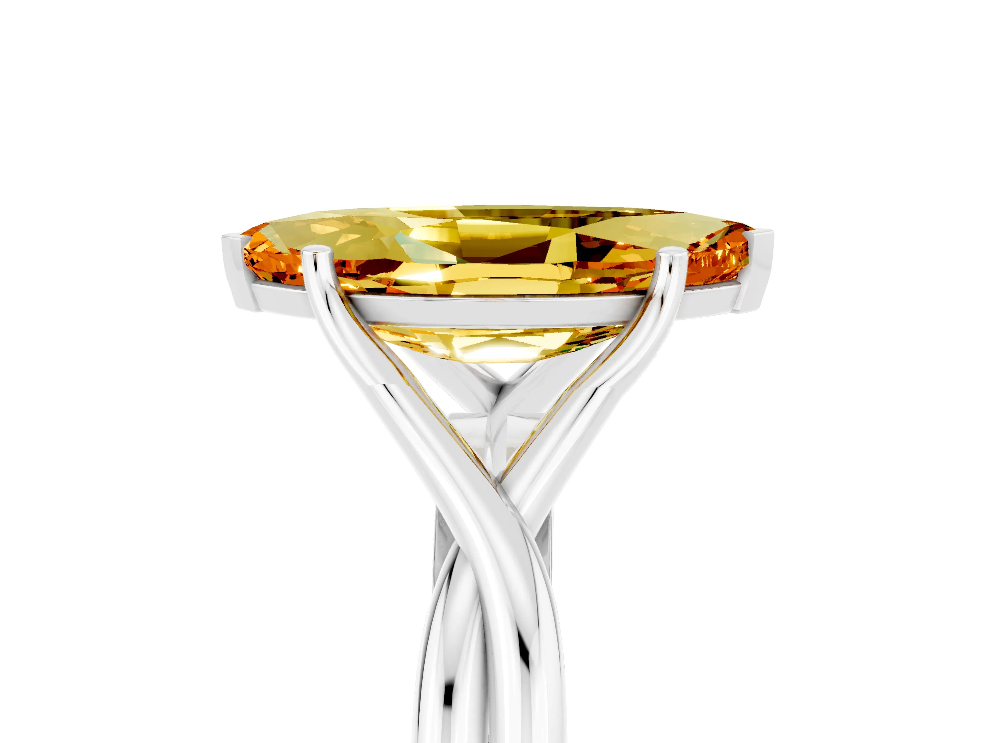 White gold Marquise Cut Citrine Solitaire Twist Band Prong Setting Ring_41