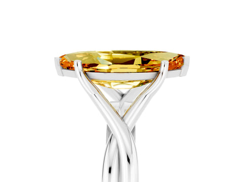 White gold Marquise Cut Citrine Solitaire Twist Band Prong Setting Ring_41