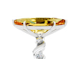 White gold Marquise Cut Citrine Solitaire Twisted Band with Round  Accents and Prong Setting_17
